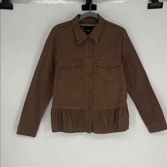 LIVERPOOL LOS ANGELES
Peplum Cargo Jacket In Toffee Brown size S - Picture 2 of 4